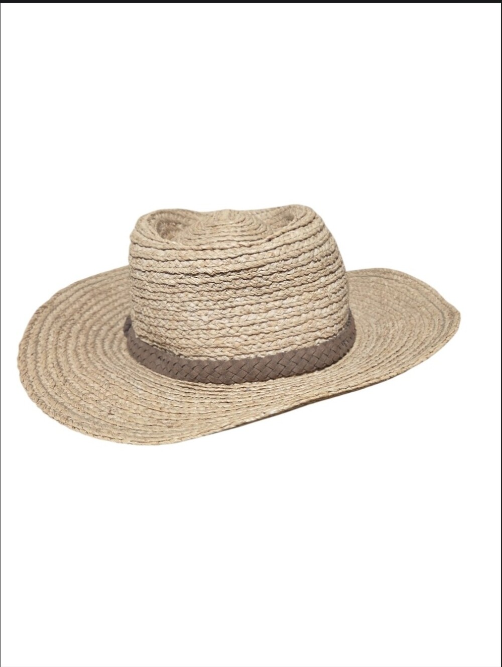 Gigi Pip Fedora Tan Straw Braided Hat Womens Size 55 XS Boho Fall Trendy